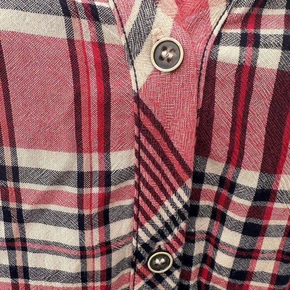 FREE PEOPLE LORALEI SHIRT WOMENS SMALL /PETITE Red Plaid Shirt - Picture 4 of 12